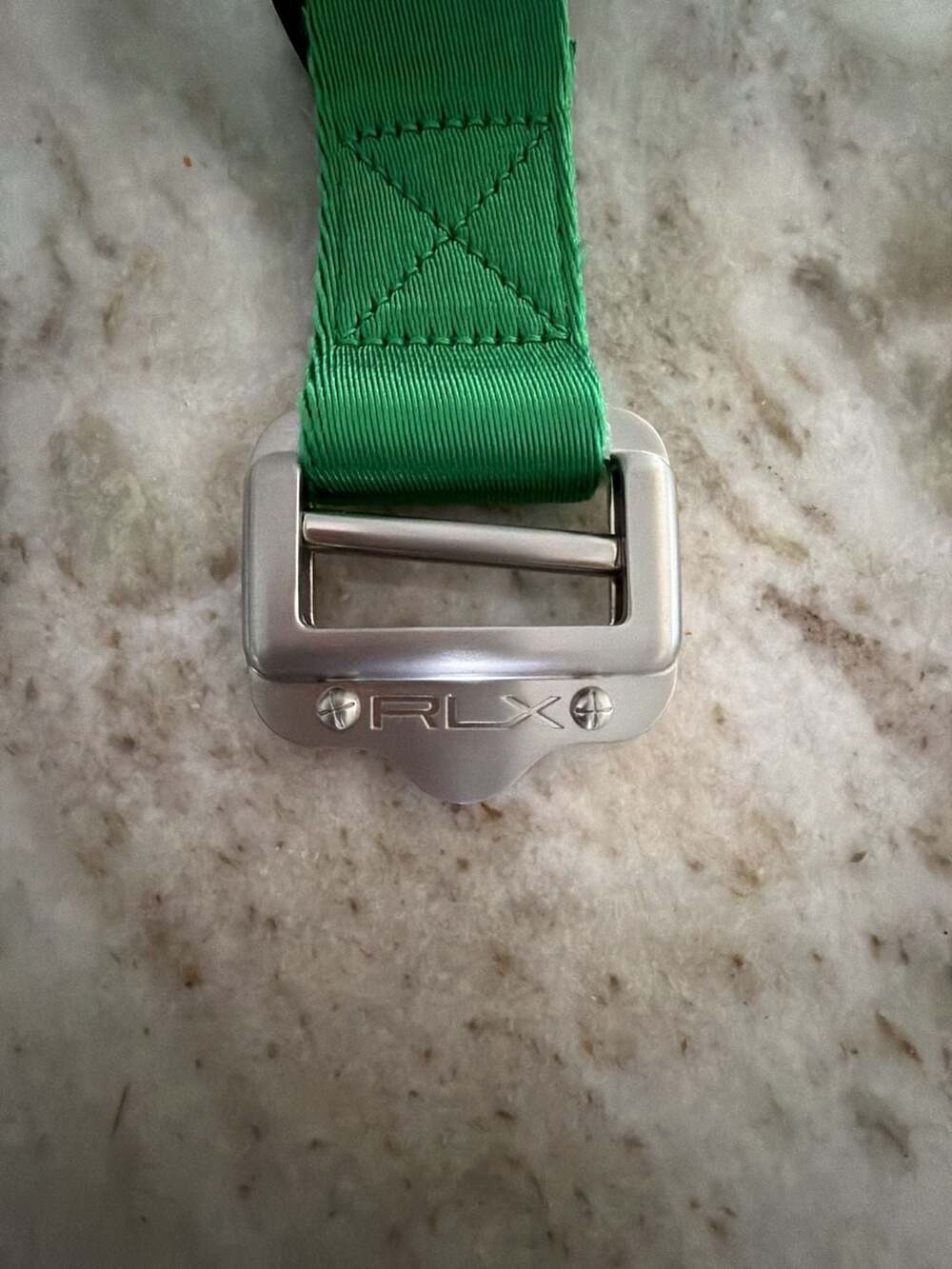 RLX Ralph Lauren Webbed Belt Green Silver Buckle
